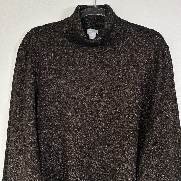 Chicos size 4 /XXL turtleneck pullover sweater metallic lurex black gold - Picture 3 of 12